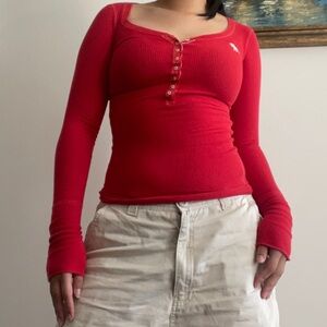 Abercrombie & Fitch red long sleeve top